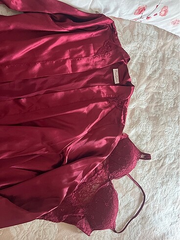 s Beden Bordo gecelik sabahlık pierre cardin