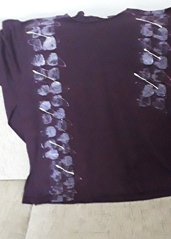 Bağcıklı Mor Uzun Hamile Tshirt