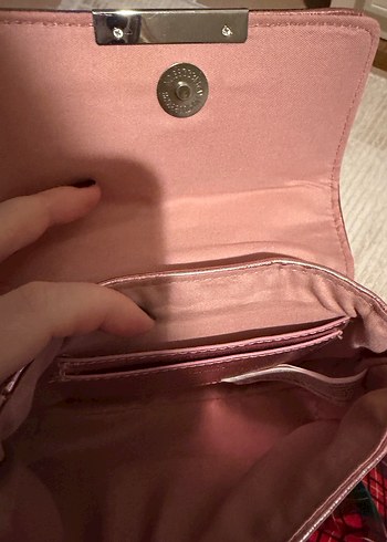 Bershka mini metalik pembe çanta - Görsel 5