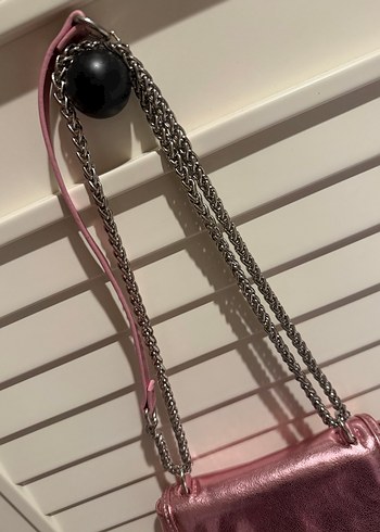 Bershka mini metalik pembe çanta - Görsel 4