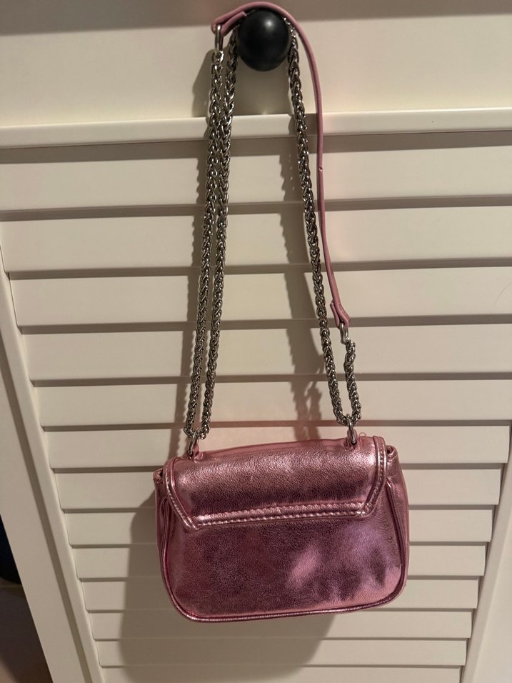 Bershka mini metalik pembe çanta - Görsel 3