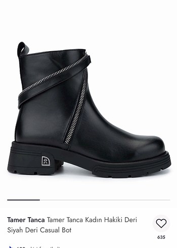Tamer Tanca Siyah Hakiki Deri Kadın Bot - Görsel 2