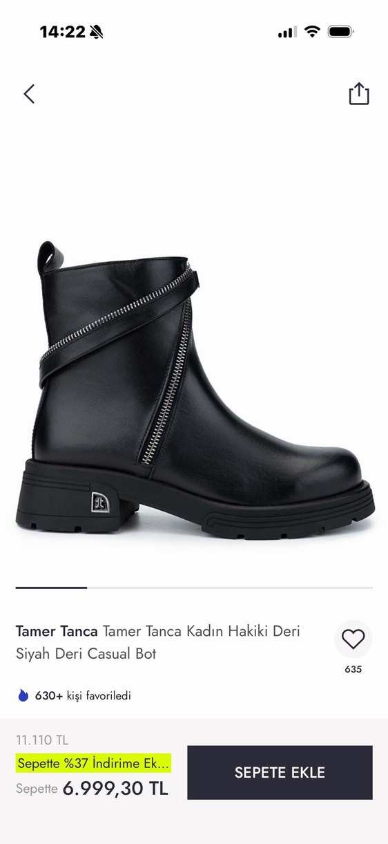 Tamer Tanca Siyah Hakiki Deri Kadın Bot - Görsel 2