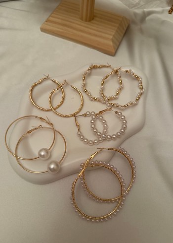 İnci Halka küpe seti 5 Adet - Görsel 2