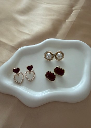 3 Tane Klasik Mini Boncuklu Küpeler Seti - Görsel 2