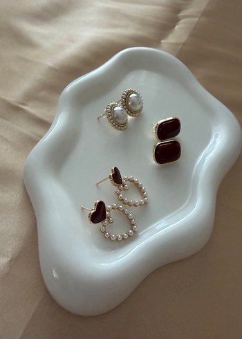 3 Tane Klasik Mini Boncuklu Küpeler Seti - Görsel 3