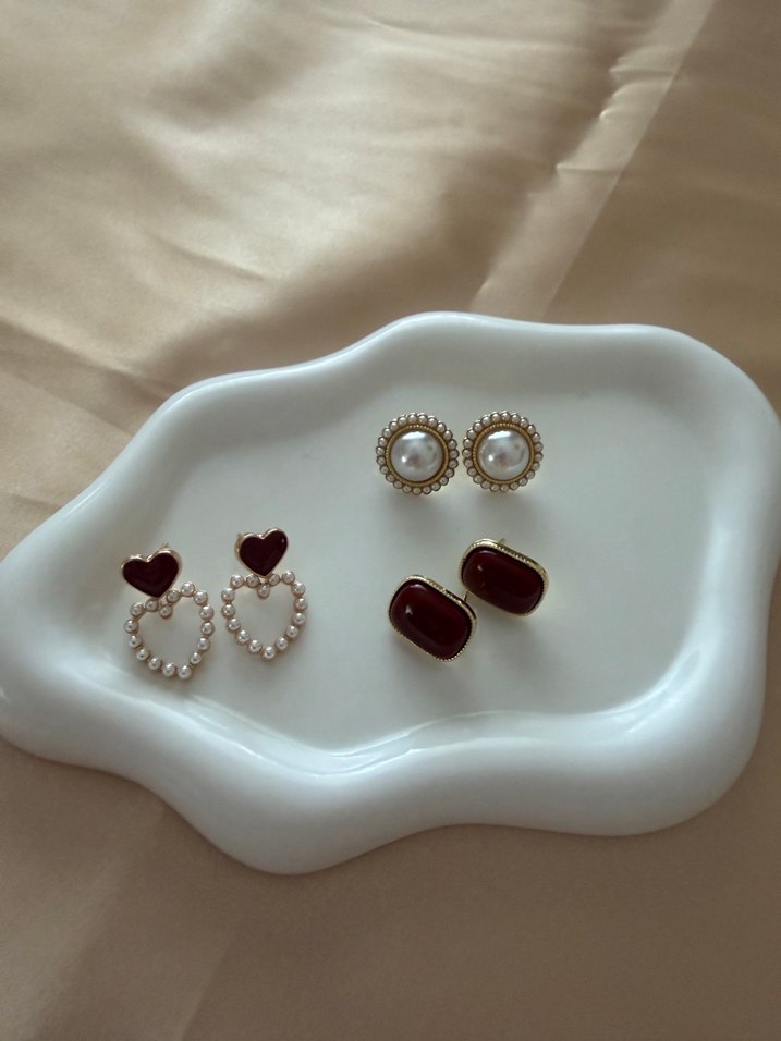 3 Tane Klasik Mini Boncuklu Küpeler Seti - Görsel 2