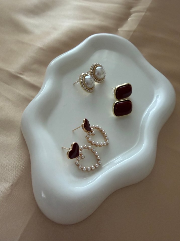 3 Tane Klasik Mini Boncuklu Küpeler Seti - Görsel 3