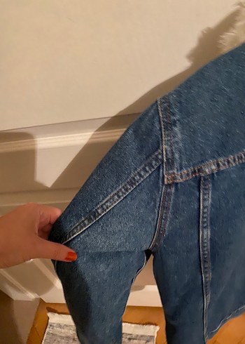 m Beden Peluş Detaylı Kadın Kot Ceket