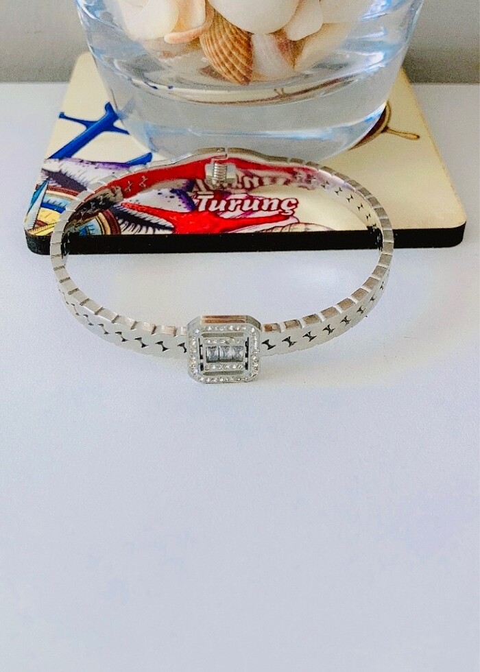 Taşlı şık çelik kelepçe - Görsel 2