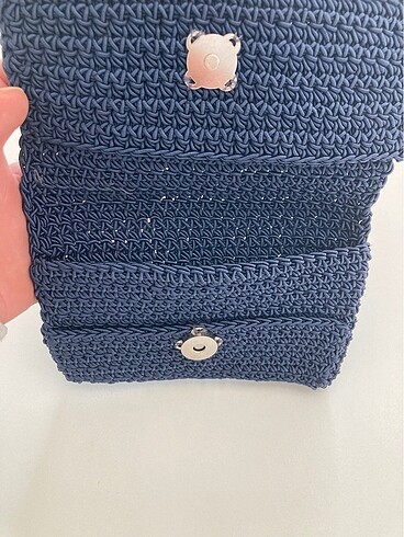 Mumlu ip el örgüsü lacivert Cüzdan - Görsel 2