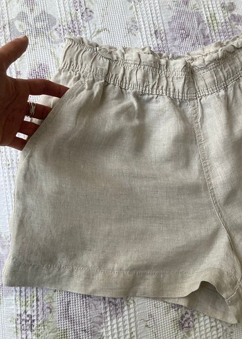 36 Beden H&M Bej Keten Mini Şort