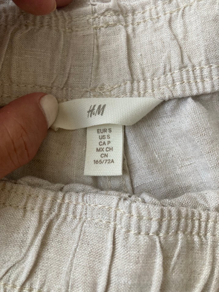 H&M Bej Keten Mini Şort - Görsel 3