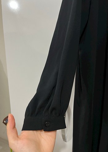 Kadın Siyah Uzun Kollu Salaş Uzun Elbise - Görsel 3