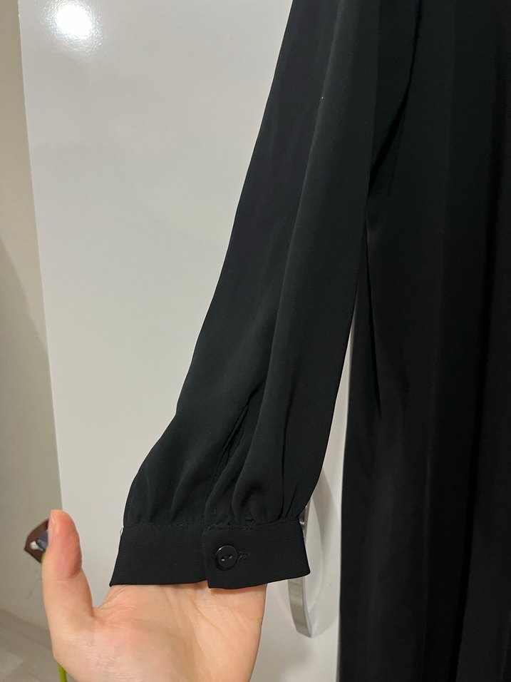 Kadın Siyah Uzun Kollu Salaş Uzun Elbise - Görsel 3