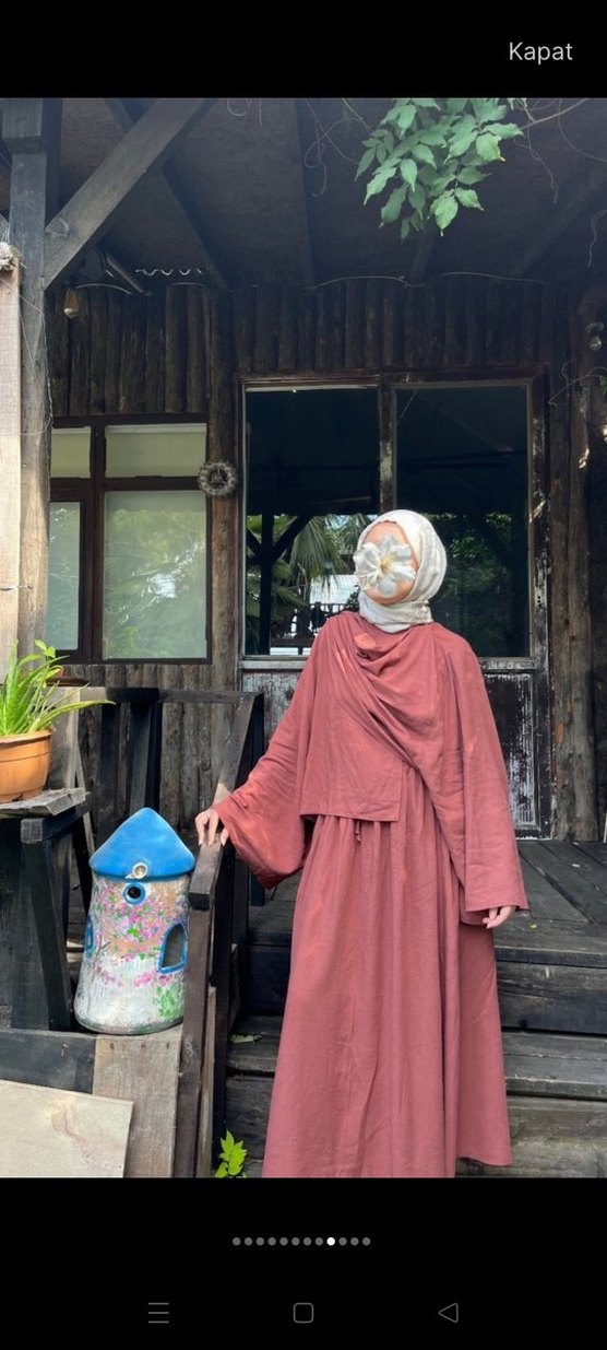 Bordo Uzun Keten Elbise Bohem Tarz - Görsel 2