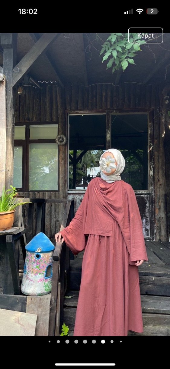 Kadın Kahverengi Uzun Keten Etek - Görsel 3