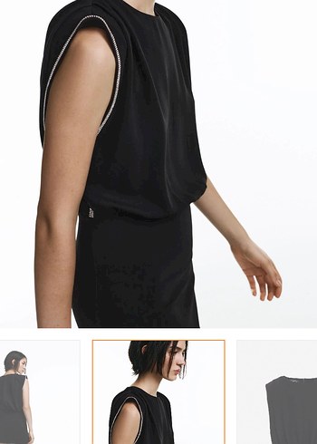 Pull and bear Siyah Mini Drapeli Elbise - Görsel 4