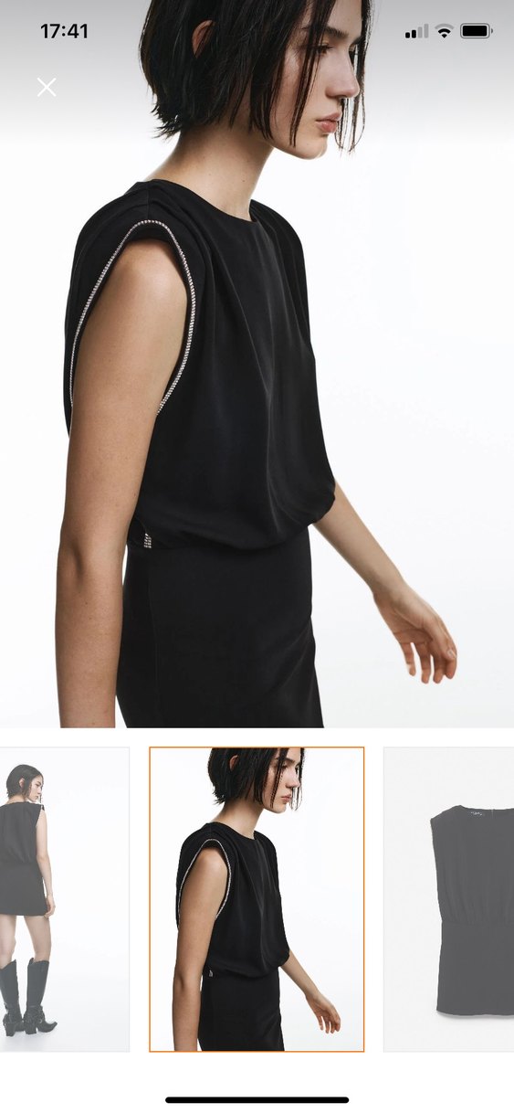 Pull and bear Siyah Mini Drapeli Elbise - Görsel 4