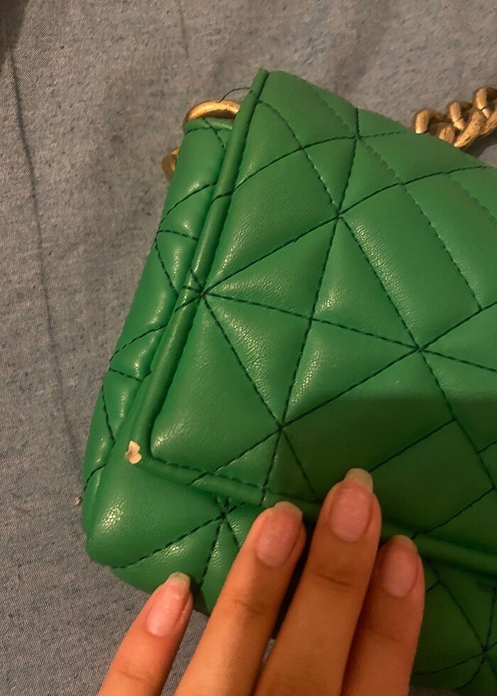 zara yeşil çanta - Görsel 5