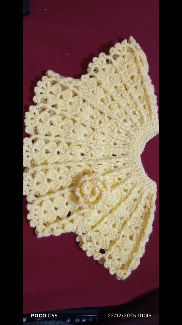 Kız Çocuk Örgü Beyaz Poncho - Görsel 2