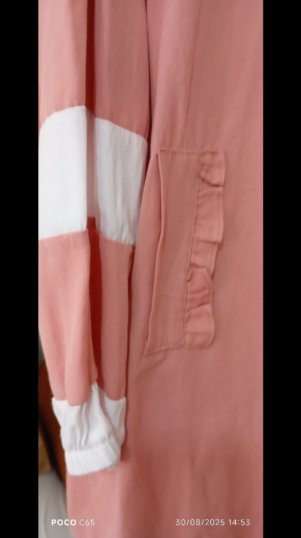 Düğmeli Pudra kapşonlu takım - Görsel 3