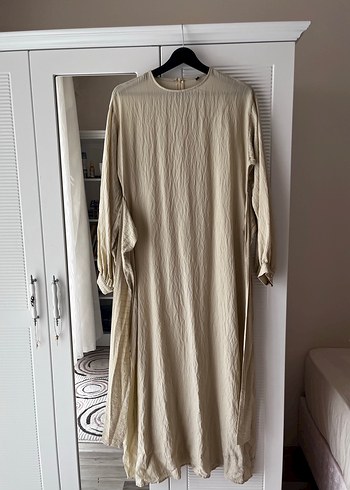 36 Beden Bej Uzun Tesettür Elbise Trendyolmilla