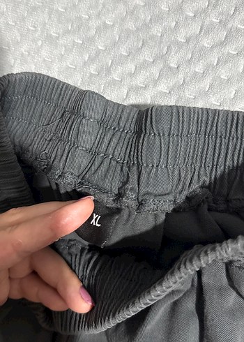 xl Beden Gri Keten Kadın Pantolon Pilili Rahat Kesim