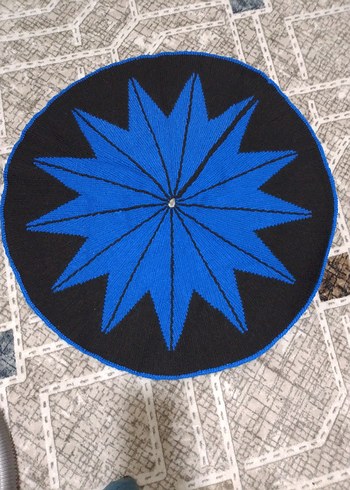 Mavi İşlemeli Yuvarlak Halı - Görsel 2