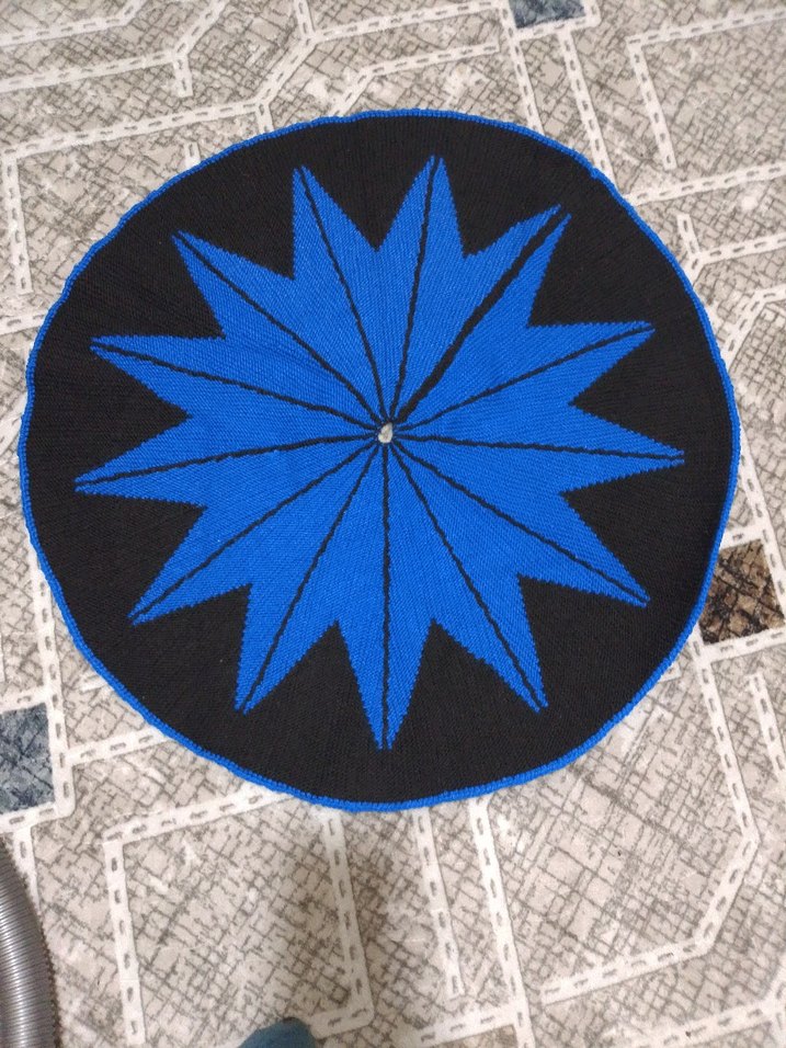 Mavi İşlemeli Yuvarlak Halı - Görsel 2