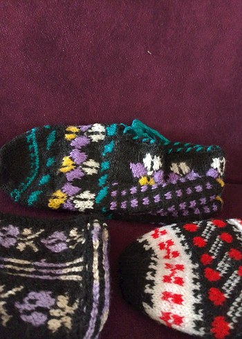 Nakışlı Örgü Kadın Ev Terlikleri - Görsel 4