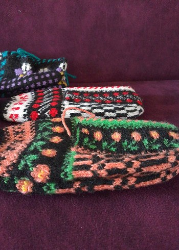 Nakışlı Örgü Kadın Ev Terlikleri - Görsel 3