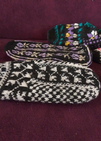 Nakışlı Örgü Kadın Ev Terlikleri - Görsel 2