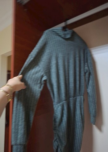 Gri Triko Boğazlı Midi Elbise - Görsel 2