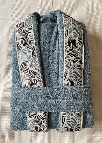 Nakışlı Bohem Yeşil ve Mavi Bornoz - Görsel 4