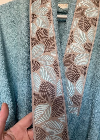 Nakışlı Bohem Yeşil ve Mavi Bornoz - Görsel 2