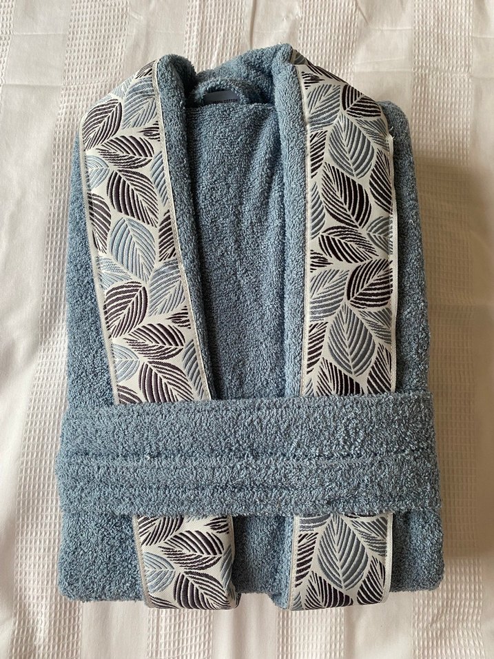 Nakışlı Bohem Yeşil ve Mavi Bornoz - Görsel 4