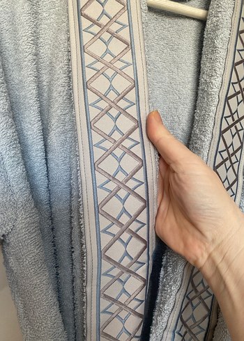 Gri Nakışlı Bohem Bornoz - Görsel 2