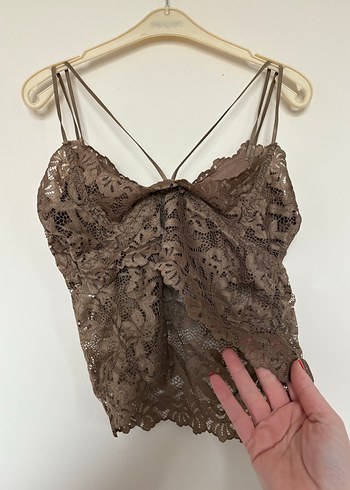 Bej Dantel Bohem Mini Bralet - Görsel 2