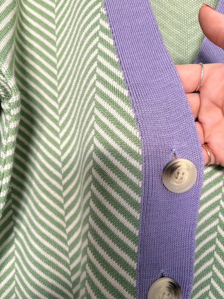 Düğmeli V Yaka Uzun Kollu Salaş Hırka - Görsel 2