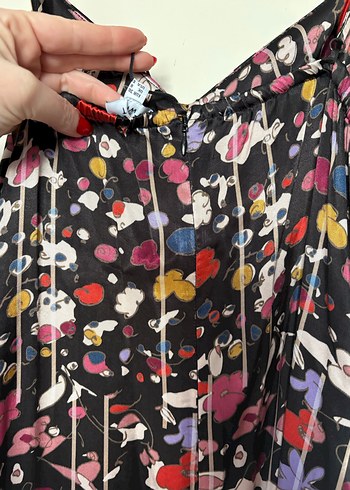 Saten Çok Renkli Uzun Kadın Elbise - Görsel 3