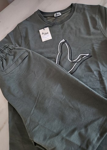 Erkek haki Baskılı Kısa Kollu takım - Görsel 2