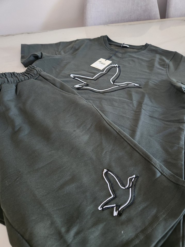 Erkek haki Baskılı Kısa Kollu takım - Görsel 5