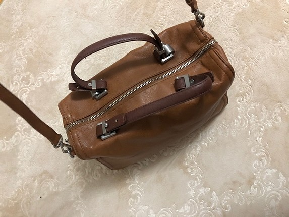 Zara taba rengi askılı kol çantası