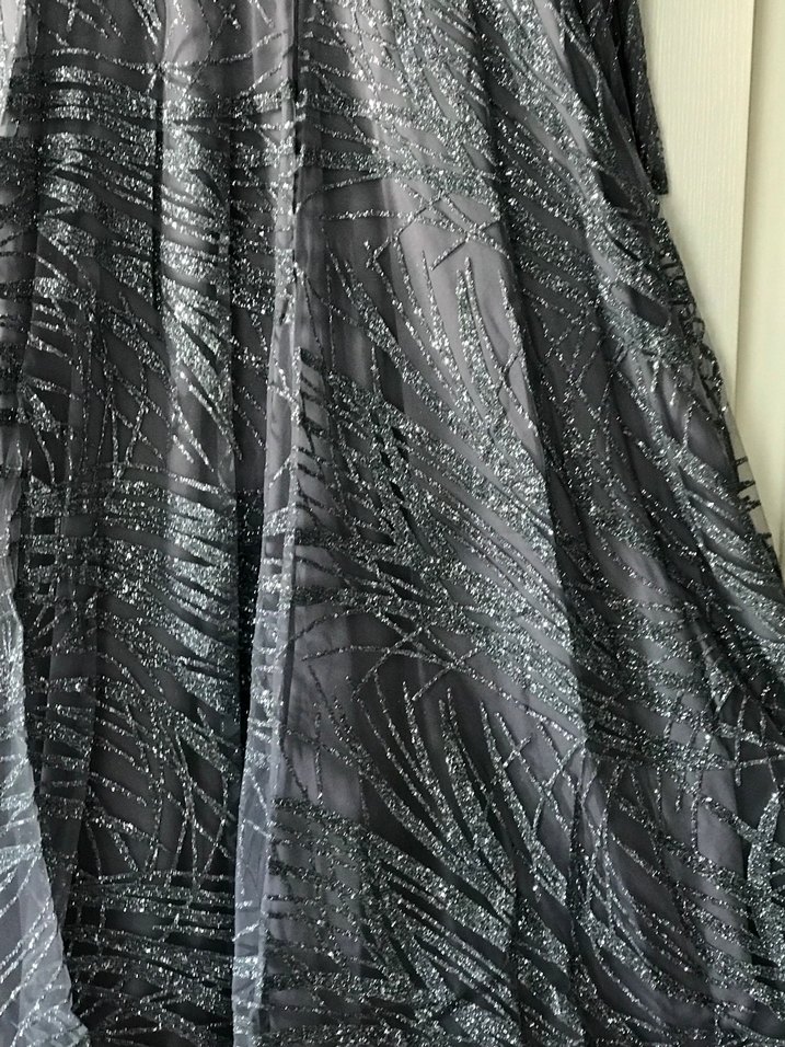 Gri Uzun Kollu Drapeli Kadın Abiye Elbise - Görsel 5