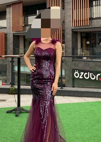 Mor Payetli  Abiye Elbise - Görsel 2