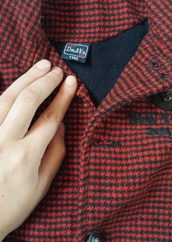 Koyu Kırmızı Erkek Çocuk Düğmeli Kaban - Görsel 3