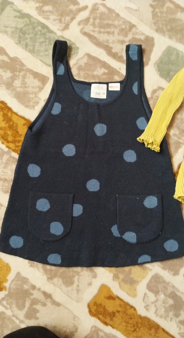 Kız Çocuk Sarı Kolsuz Örgü Süveter - Görsel 2