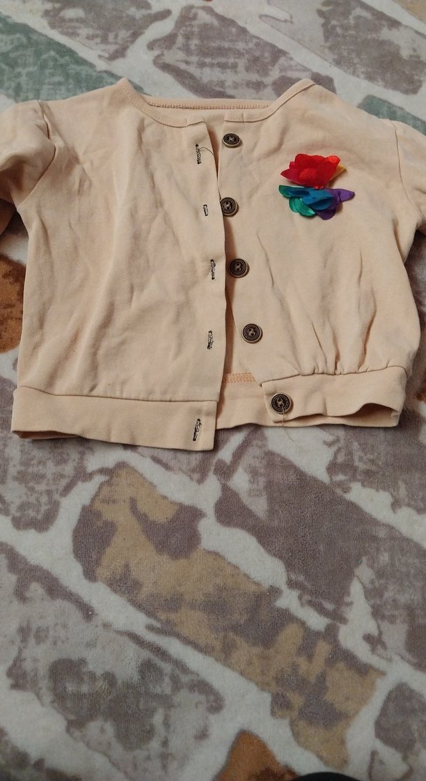Bej Düğmeli Kız Çocuk Hırka - Görsel 3