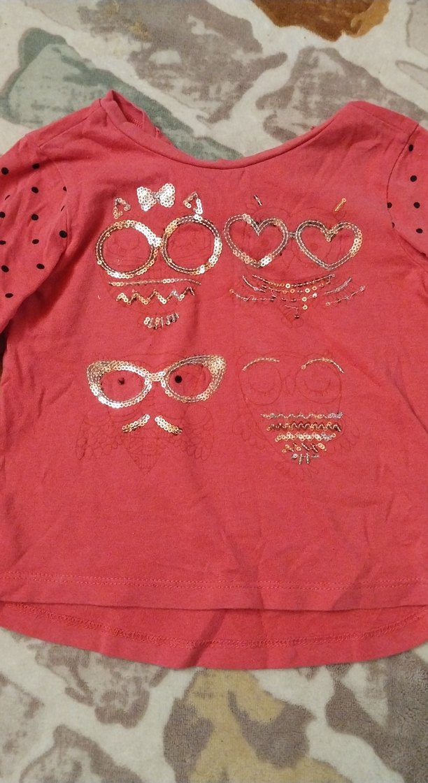 Kız Çocuk Kırmızı Uzun Kollu Payetli Tişört - Görsel 2